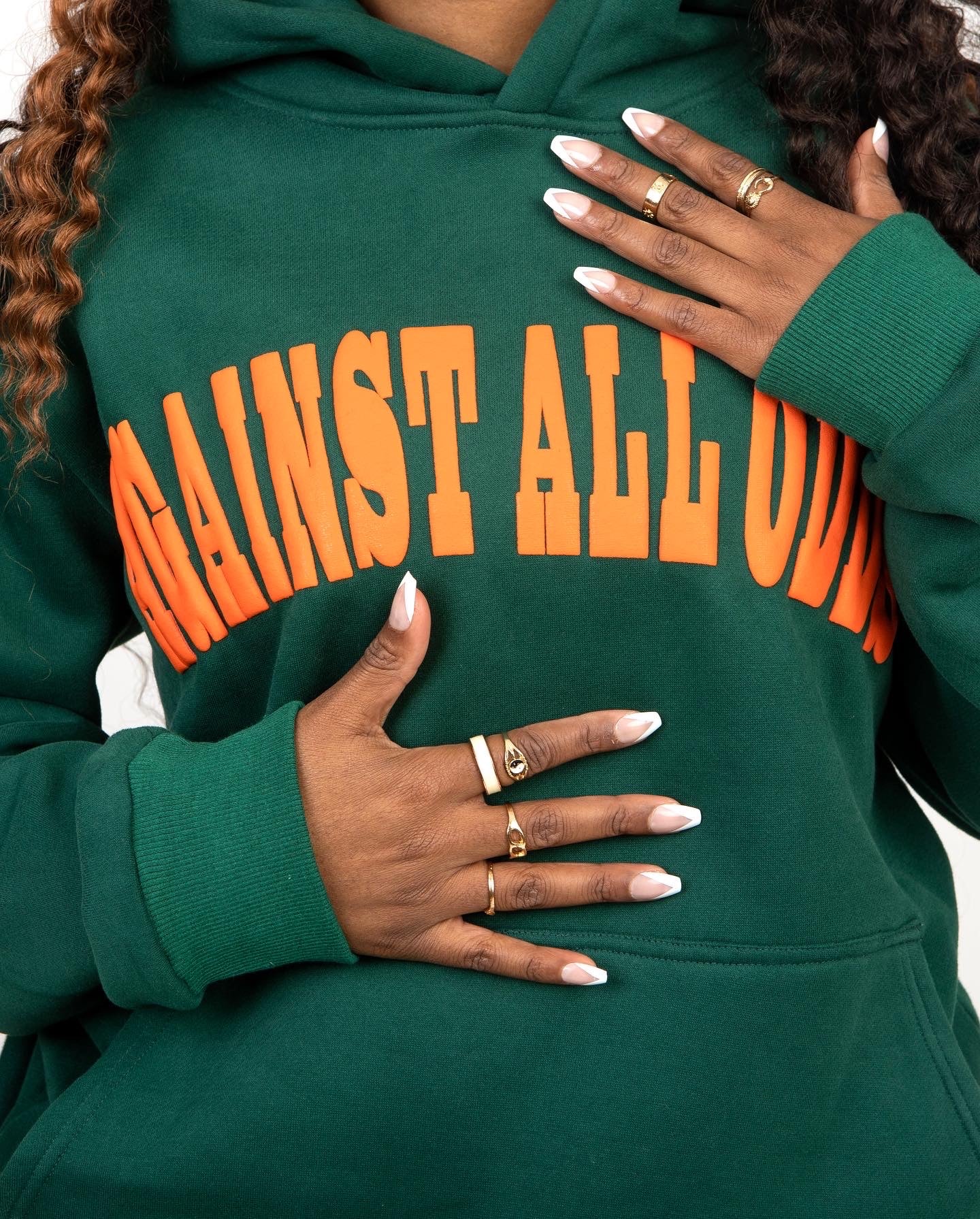Unisex Against All Odds Hoodie - Hunter Green/Orange